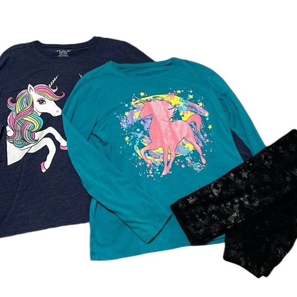 The Children's Place Other - 3-Piece Children’s Place Girls Size 10/12 Bundle Long Sleeve Leggings Unicorns